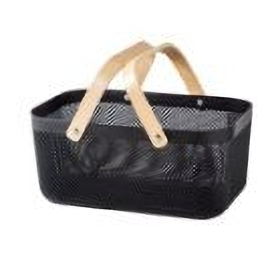 L storage basket with wood handle glass