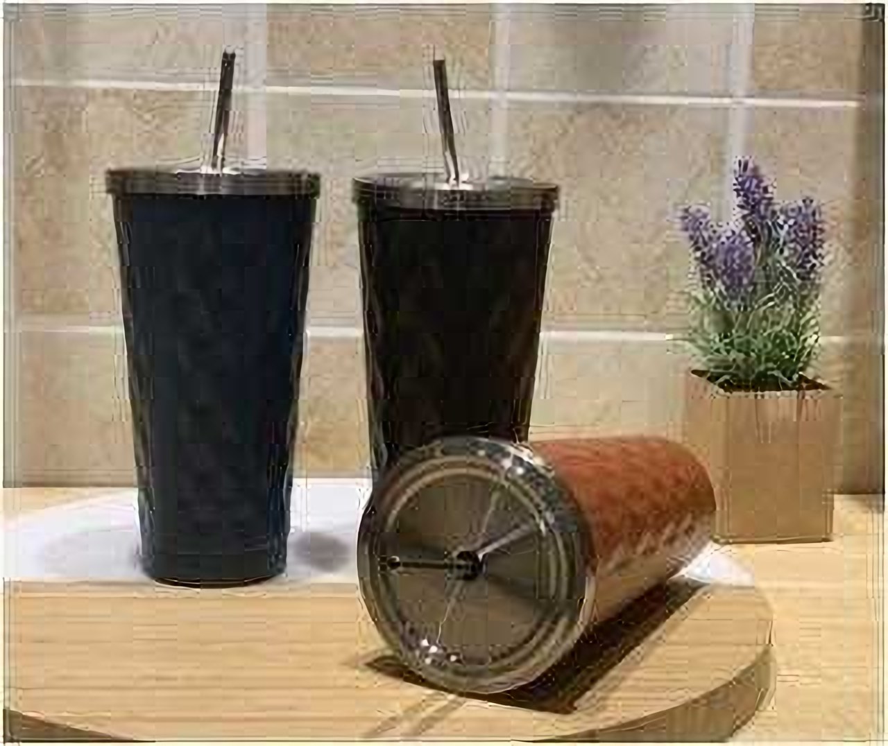 500ml double wall vacuum cup with straw