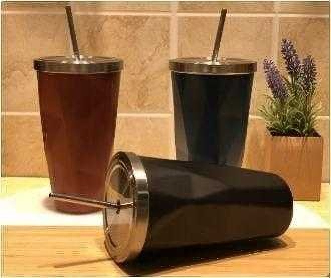 500ml double wall vacuum cup with straw