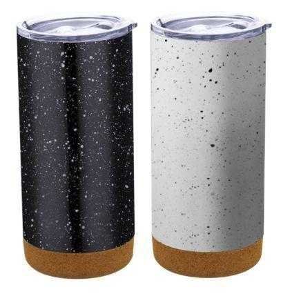 Double wall travel mug with cork base