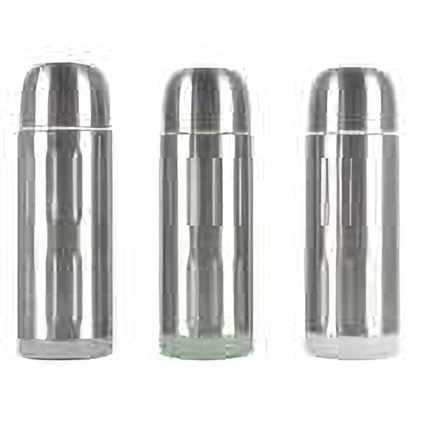 400ml (13oz) stainless steel double wall vacuum flask with sand coating and laser logo