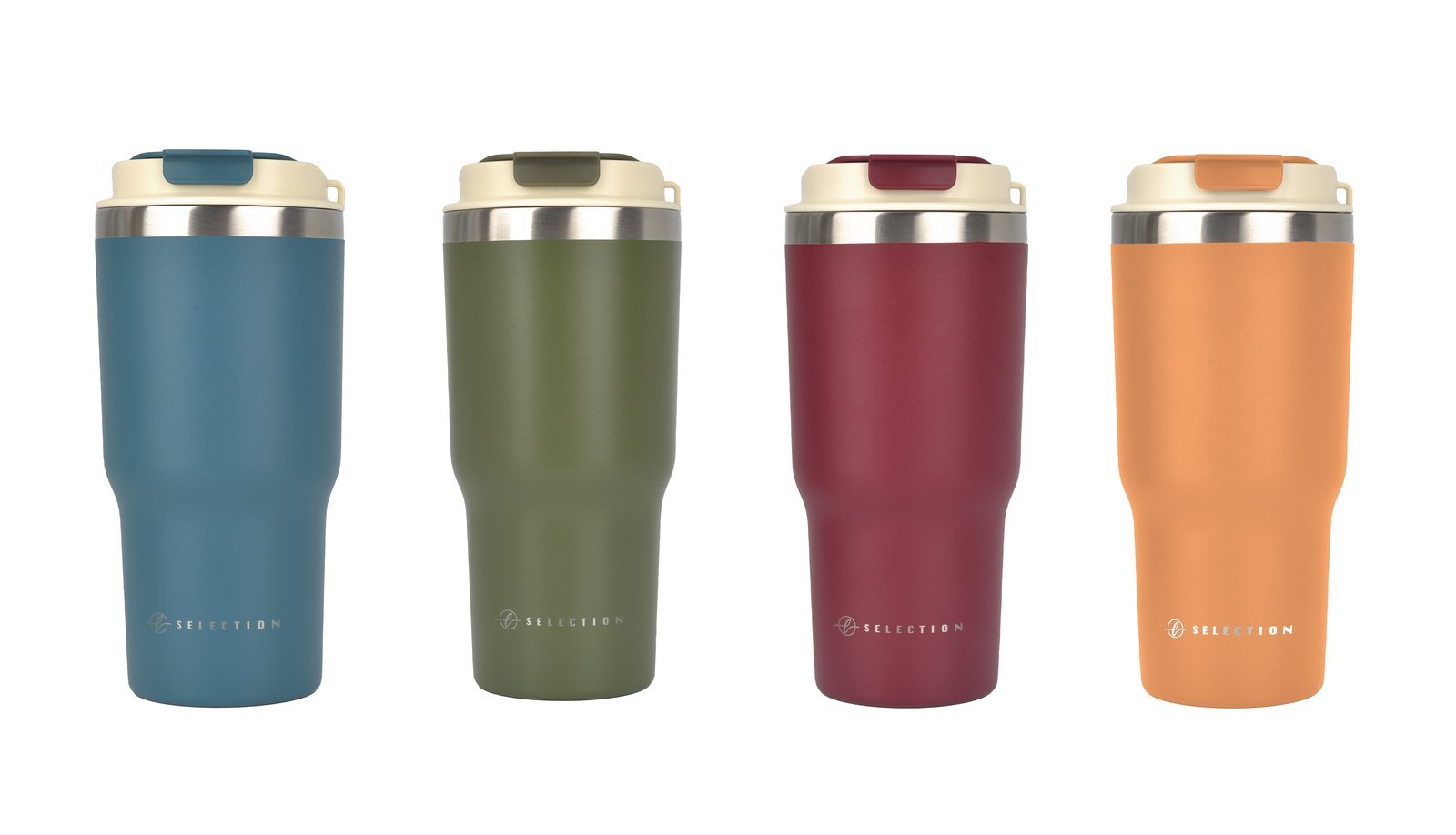 600ml (20.2oz) stainless steel double wall coffee mug with powder coating and laser logo