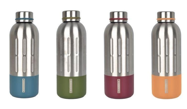 570ml (19oz) stainless steel double wall vacuum flask with sand coating and laser logo