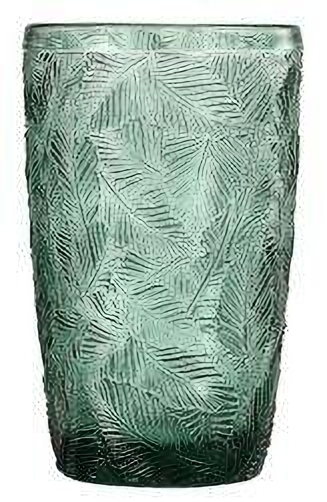 380ml glass drinking cup with green