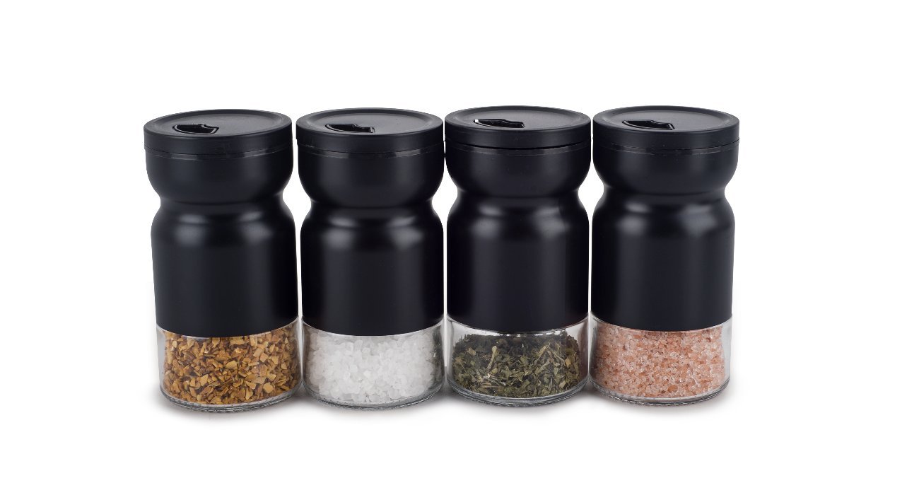 4pc condiment set(4xstainless steel, 4x marble,4 black stainless steel)