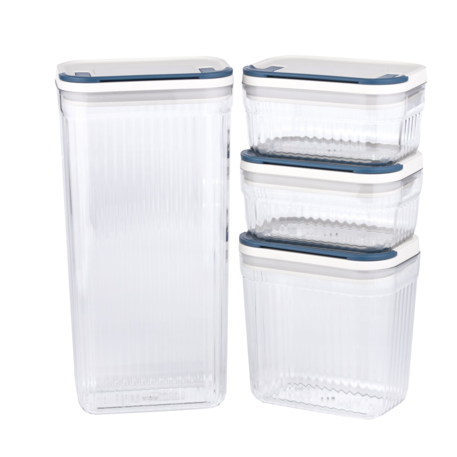 4 pc s Striped Storage Container set (2 S+1 M+1 L) - white lid