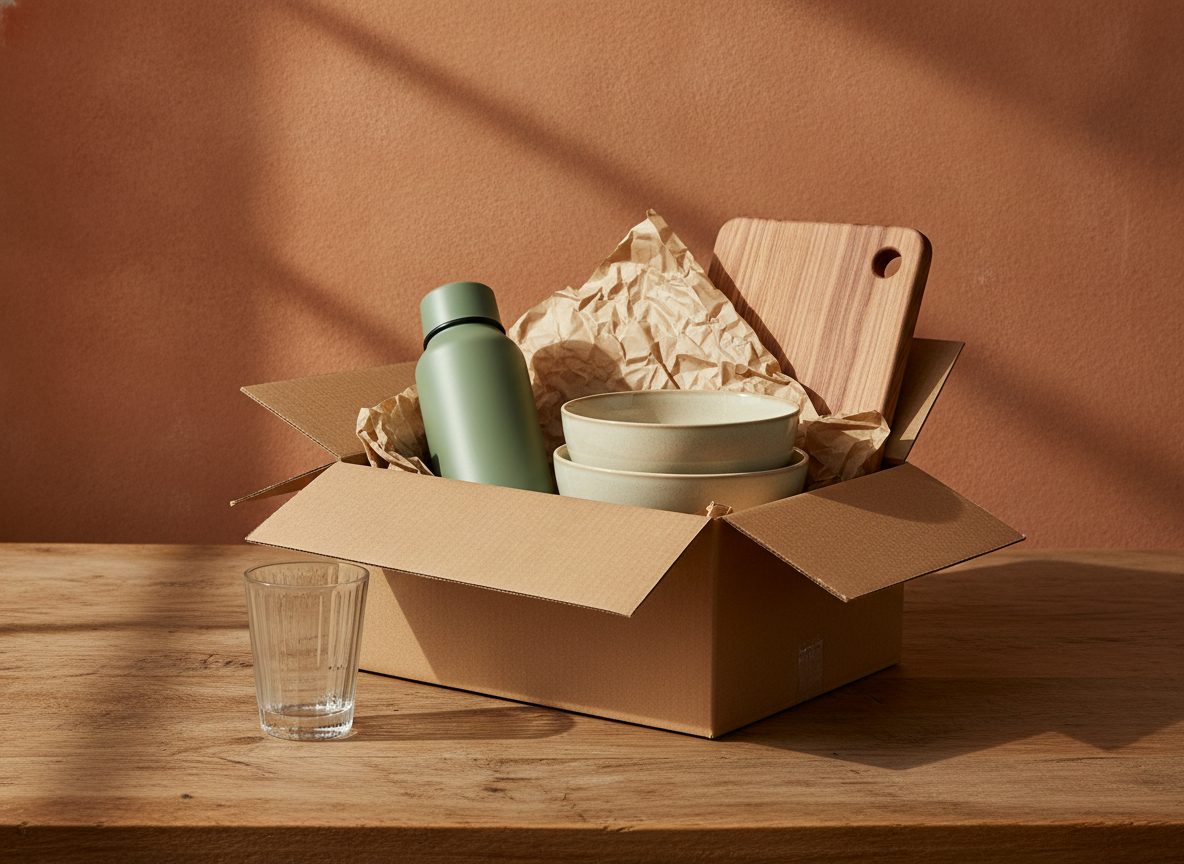 New homeware pieces packed for shipping